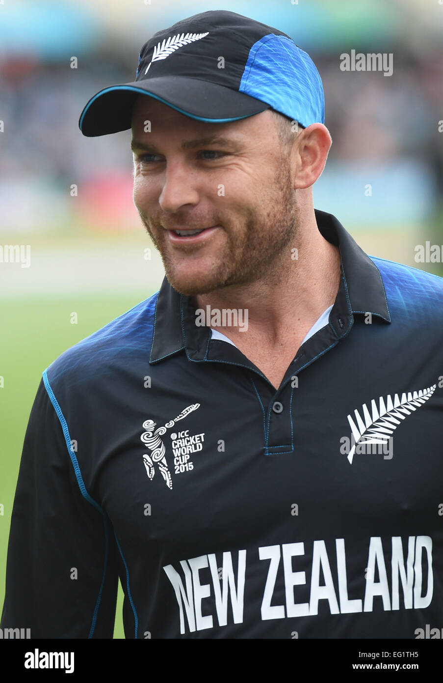 Christchurch, New Zealand. 14th Feb, 2015. Brendon McCullum during the ICC  Cricket World Cup match between New Zealand and Sri Lanka at Hagley Oval in  Christchurch, New Zealand. Saturday 14 February 2015. ©