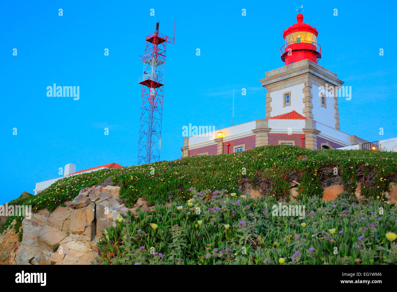 Lighthouse on cape Cabo da Roca, Portugal Stock Photo