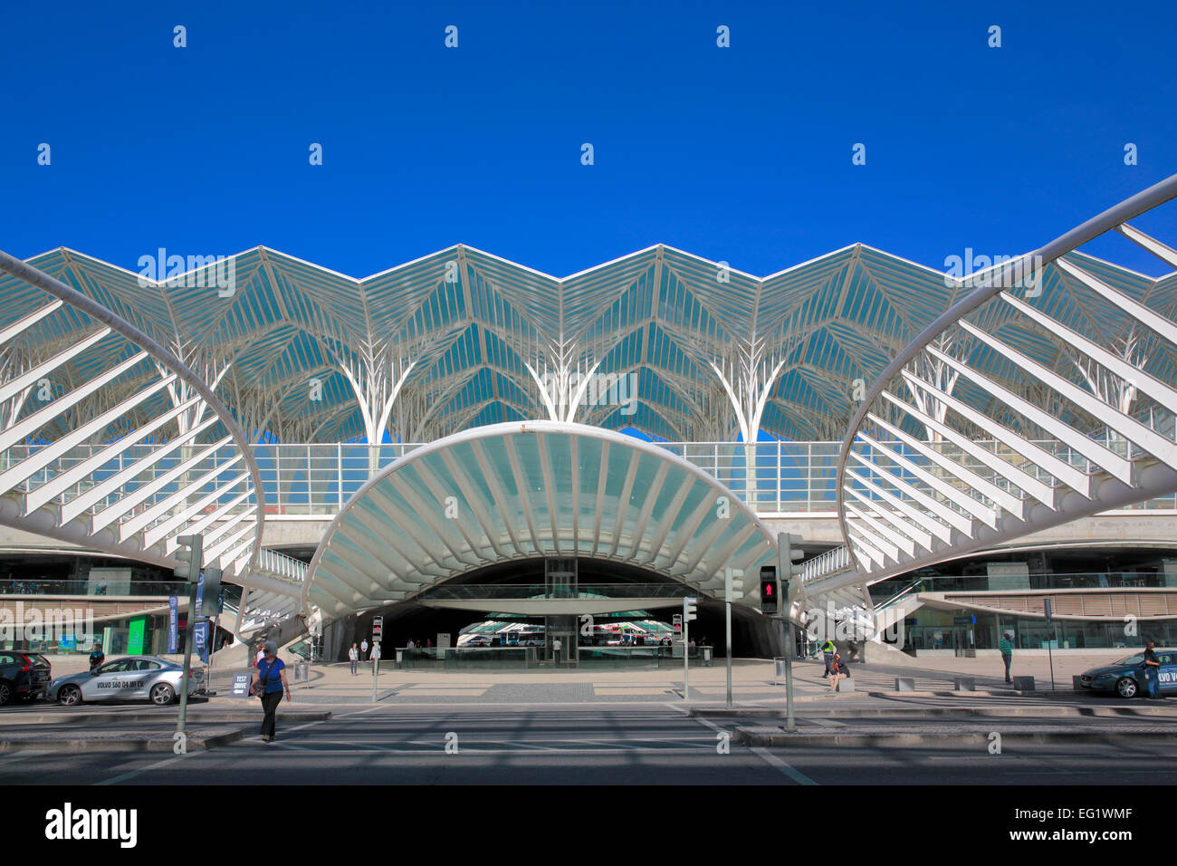 Oriente Station (Gare do Oriente), modern architecture, Lisbon, Portugal Stock Photo