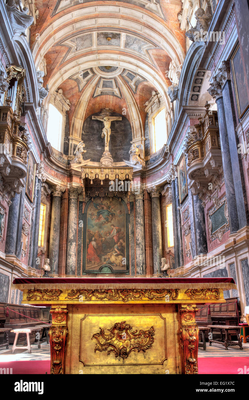 Interior of Cathedral (Se de Evora), Evora, Alentejo, Portugal Stock Photo