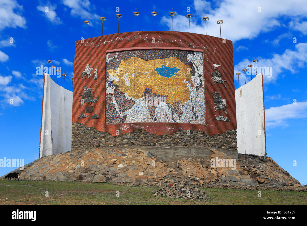 Modern monument to Three Mongol Empires, Kharakhorin, Mongolia Stock Photo