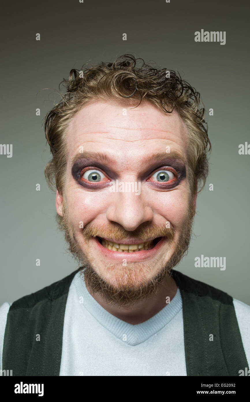 prortret smiling bearded man with makeup Stock Photo - Alamy