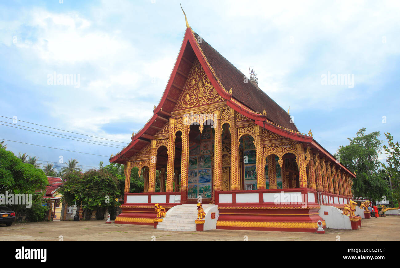 Wat Manorom, Buddhist temple, Luang Prabang, Laos Stock Photo