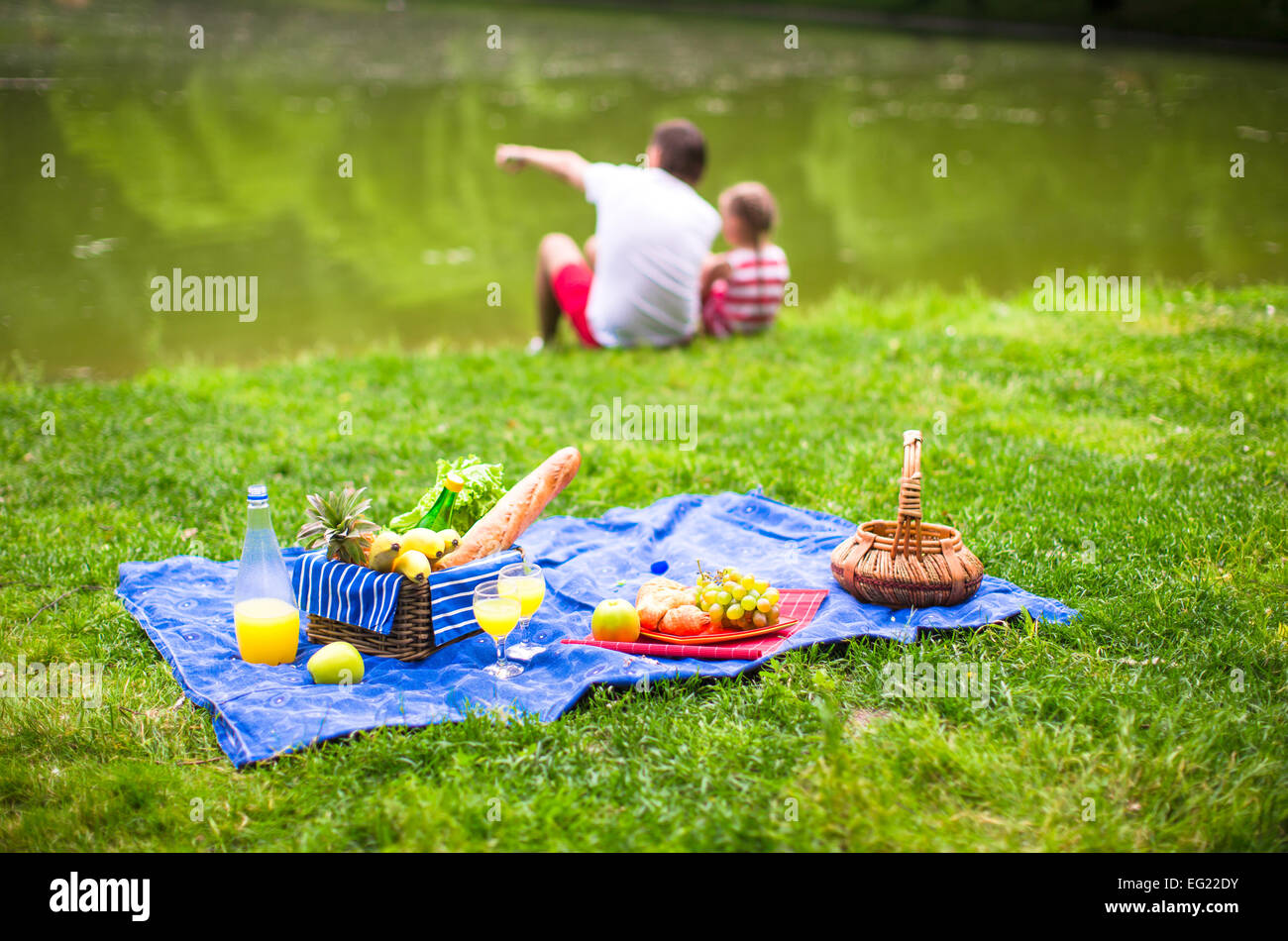 Happy family picnicking in the park Stock Photo - Alamy