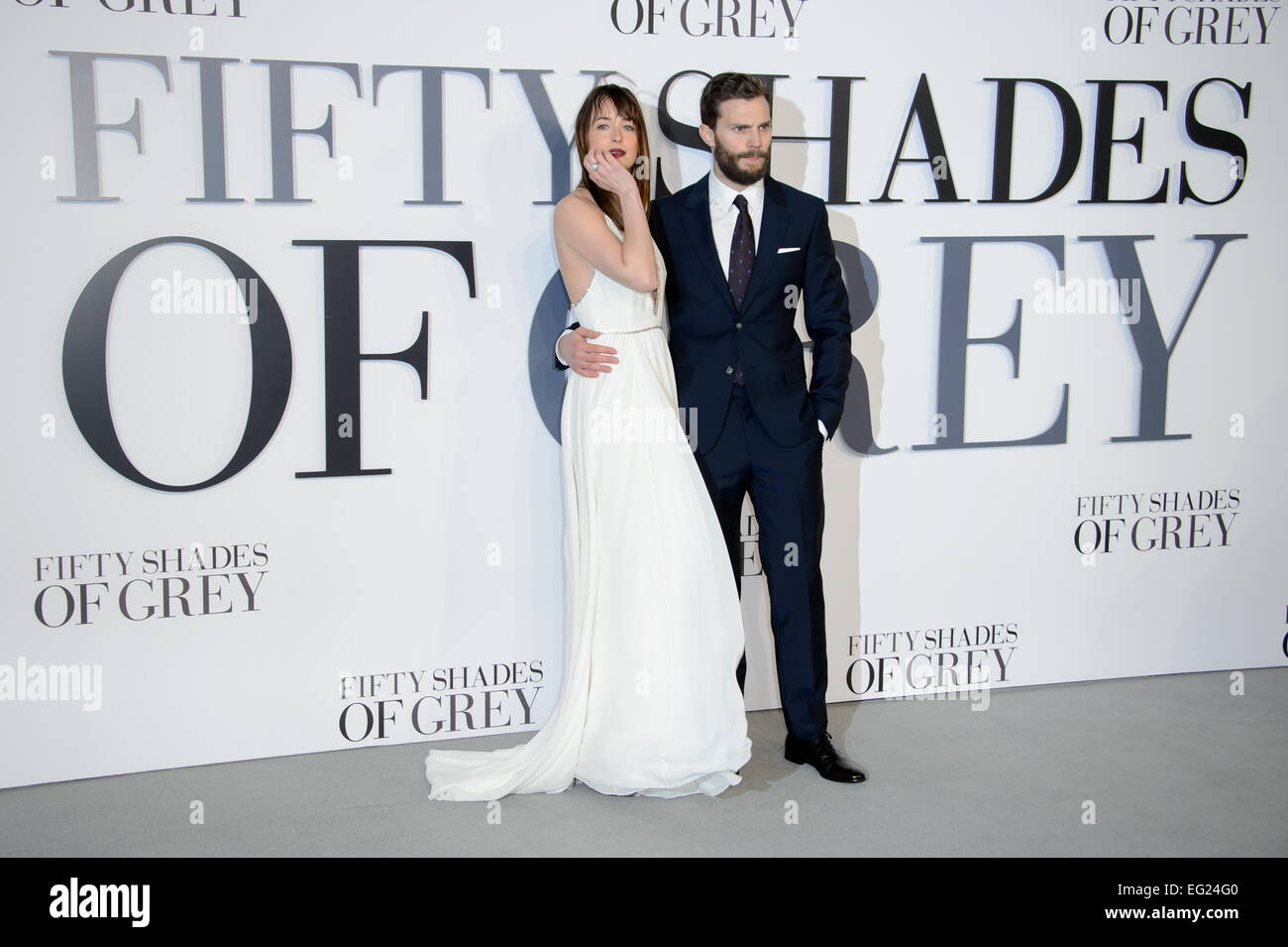 Dakota Johnson and Jamie Dornan at the premiere of Fifty Shades of Grey Stock Photo