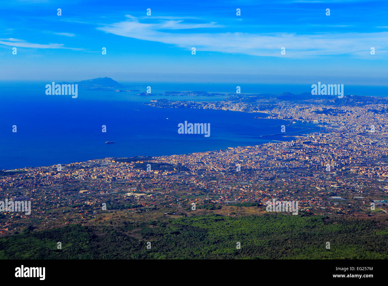 View to Naples from Mount Vesuvius, Campania, Italy Stock Photo