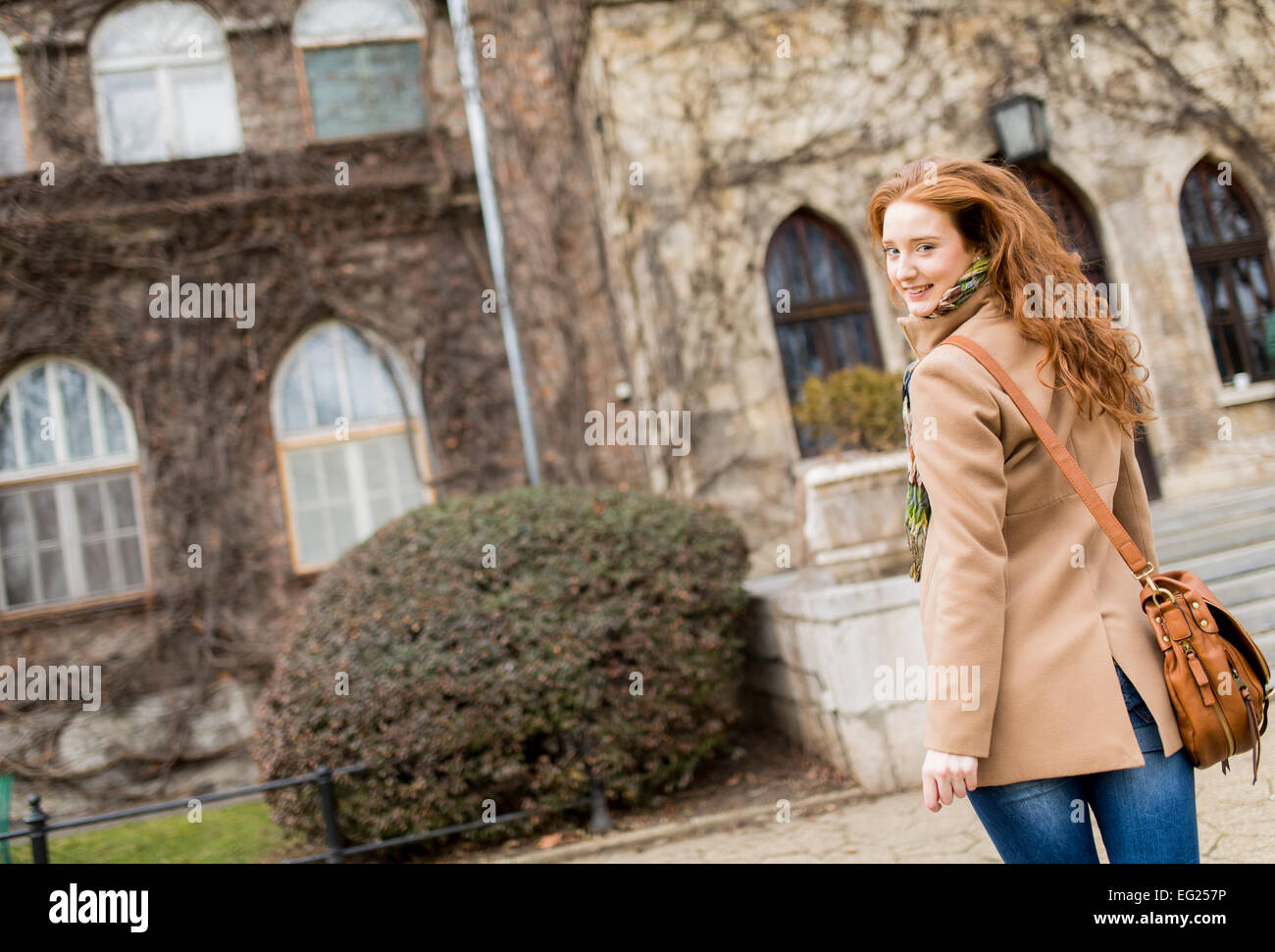 Young red hair university female student Stock Photo