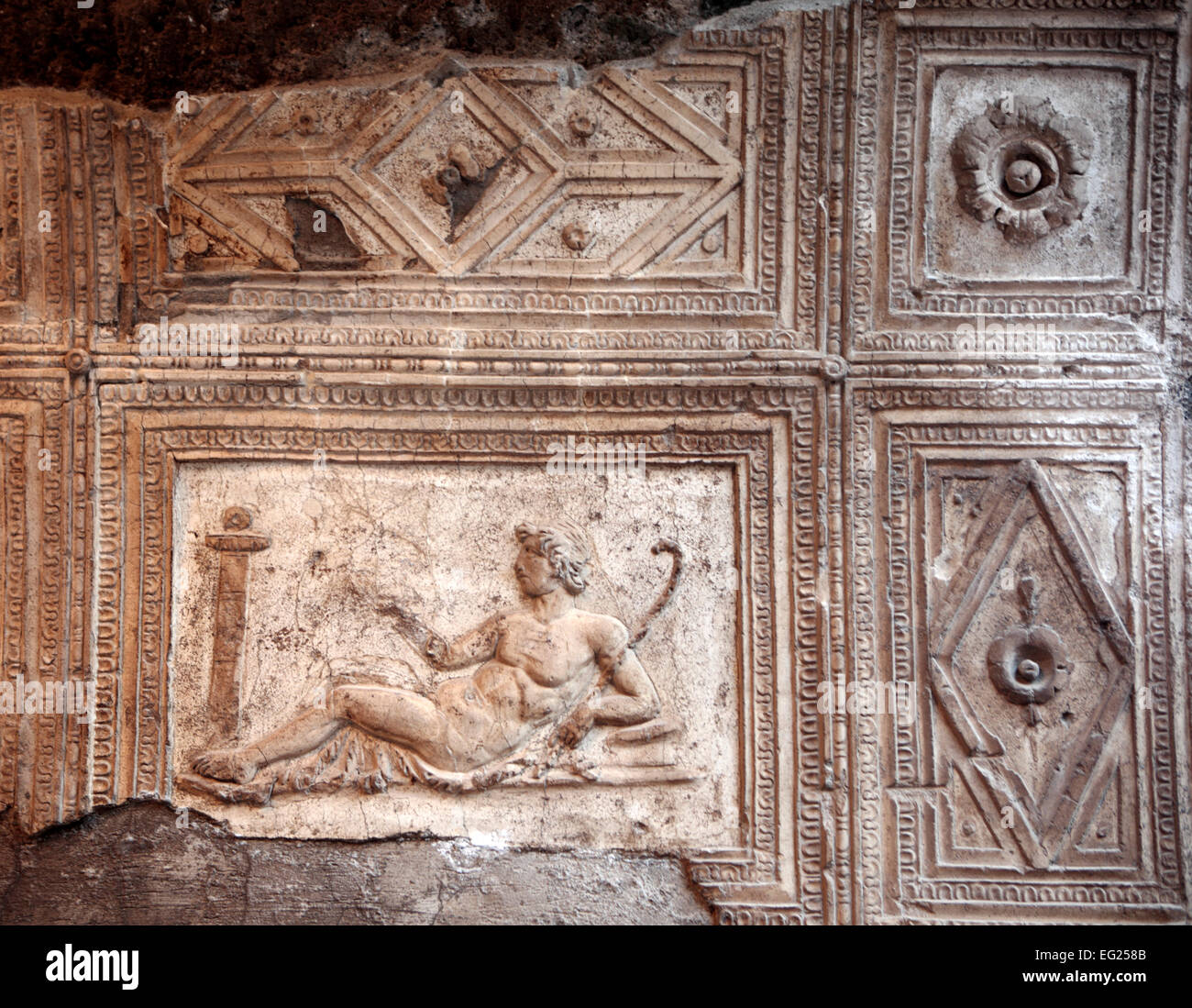 Arco cuadrifronte, stucco relief, Herculaneum, Ercolano, Campania, Italy Stock Photo