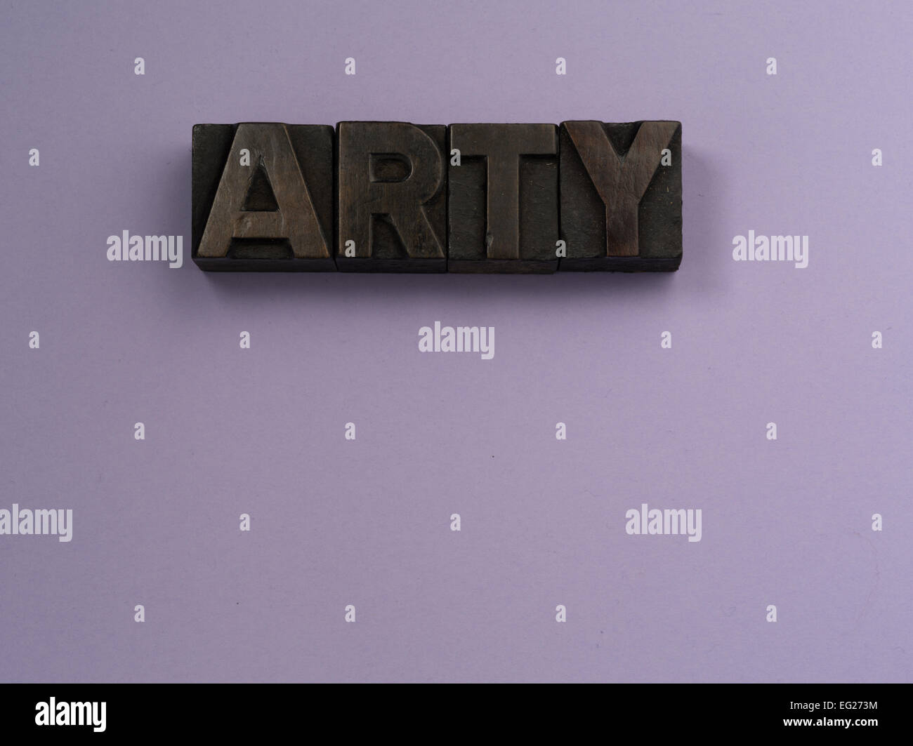 ARTY printers wooden type caption Stock Photo