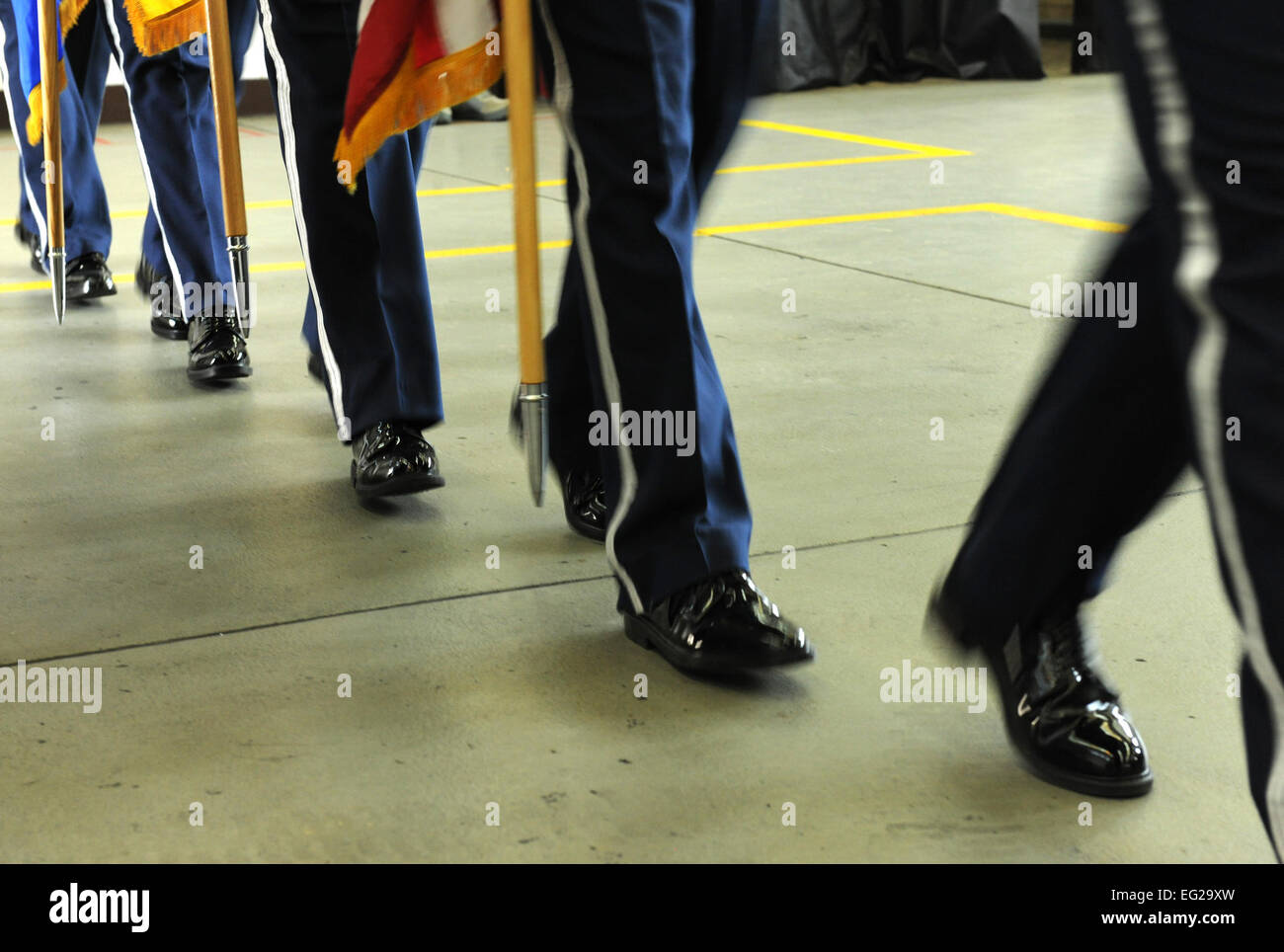 Members of the 52nd Fighter Wing Honor Guard prepare to present the ...