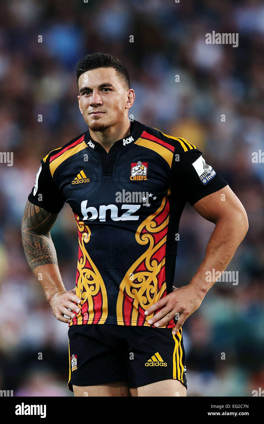 Auckland, New Zealand. 14th Feb, 2015. Sonny Bill Williams of the Chiefs looks on. Super Rugby match, Blues (Auckland) versus Chiefs (Hamilton) at QBE Stadium, Auckland, New Zealand. Saturday 14 February 2015. The Chiefs ran out winners by 18-23 in a close derby. © Action Plus Sports/Alamy Live News Stock Photo
