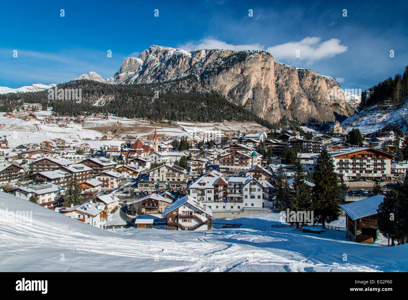 Winter view of Selva di Val Gardena, Alto Adige - South Tyrol, Italy Stock Photo