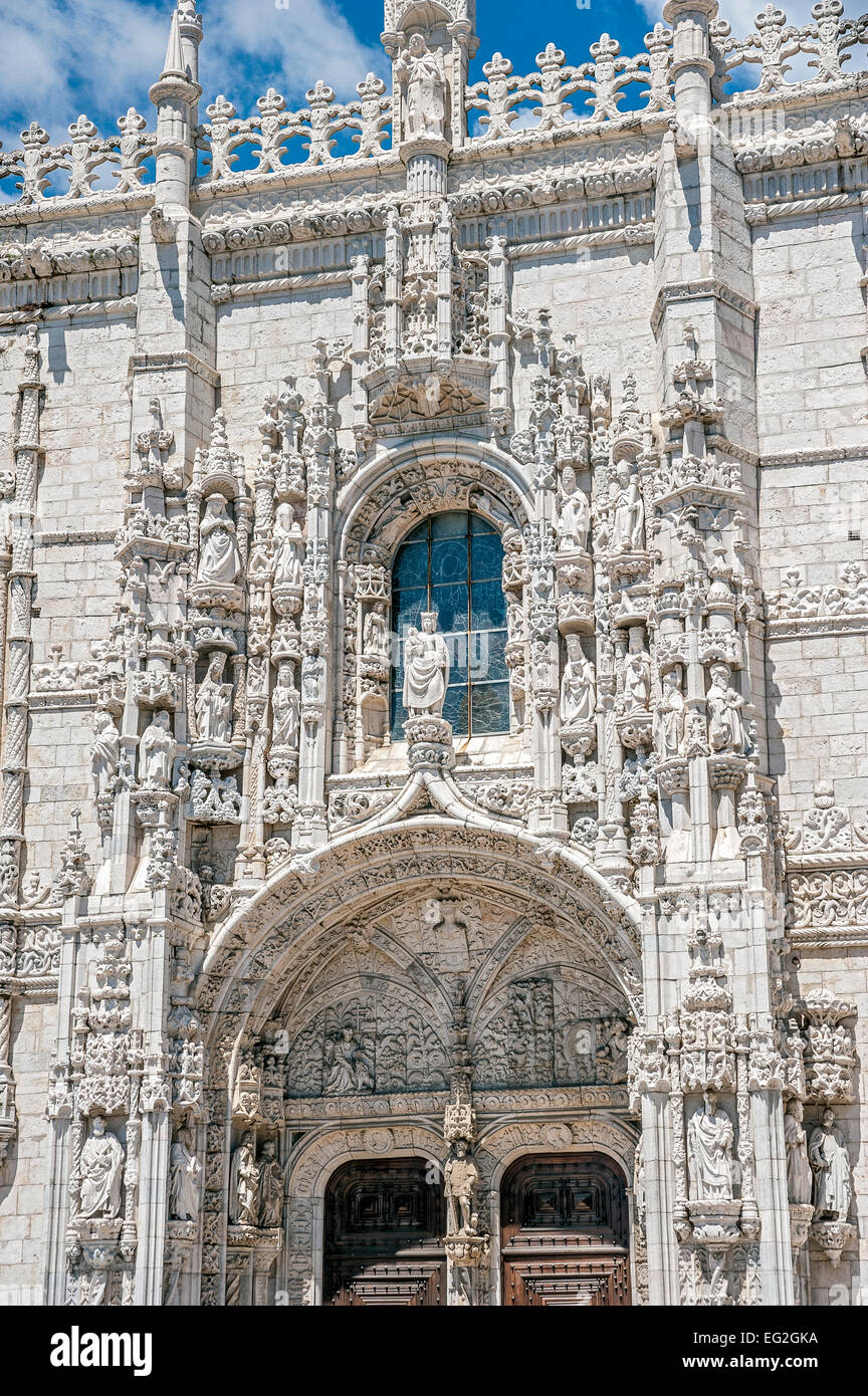 Portugal, Lisbon. Jeronimos Monastery in Lisbon - the most grandiose monument to late-Manueline style of Portuguese architecture Stock Photo
