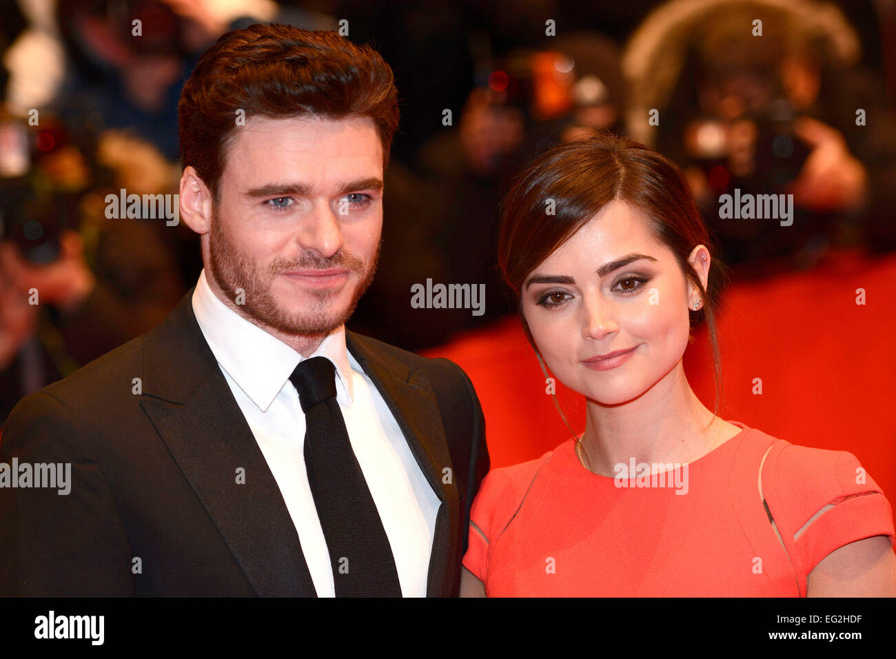 Richard Madden and Jenna-Louise Coleman attending the 'Cinderella' premiere at the 65th Berlin International Film Festival / Berlinale 2015 on February 13, 2015. Stock Photo