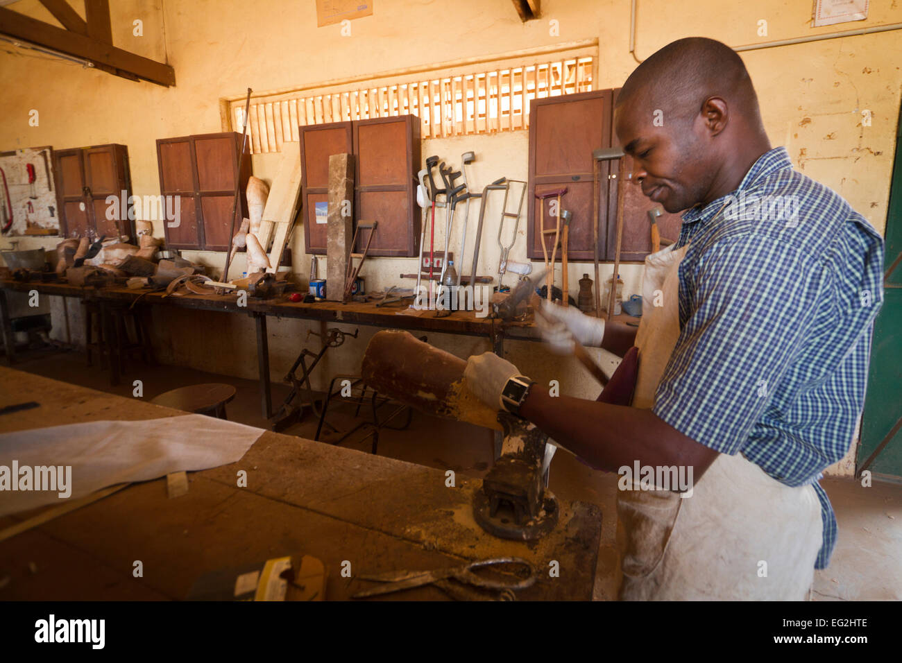 Manufactures prosthesis close to General hospital of Bangui ,Central African Republic ,Africa Stock Photo