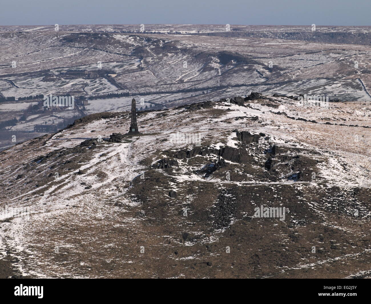 The war memorial at Pots and Pans in Greenfield during winter Stock