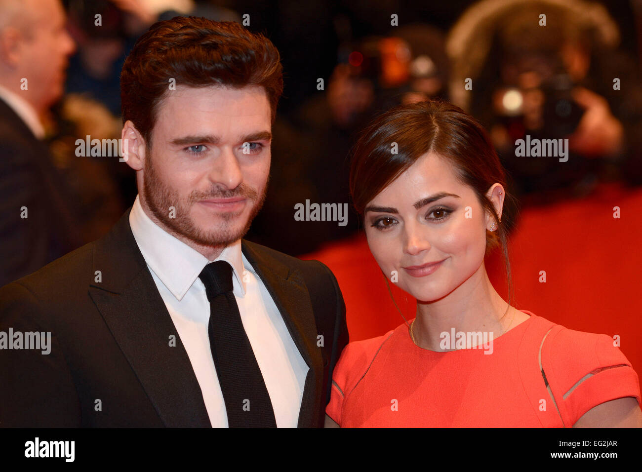 Richard Madden and Jenna-Louise Coleman attending the 'Cinderella' premiere at the 65th Berlin International Film Festival / Berlinale 2015 on February 13, 2015. Stock Photo