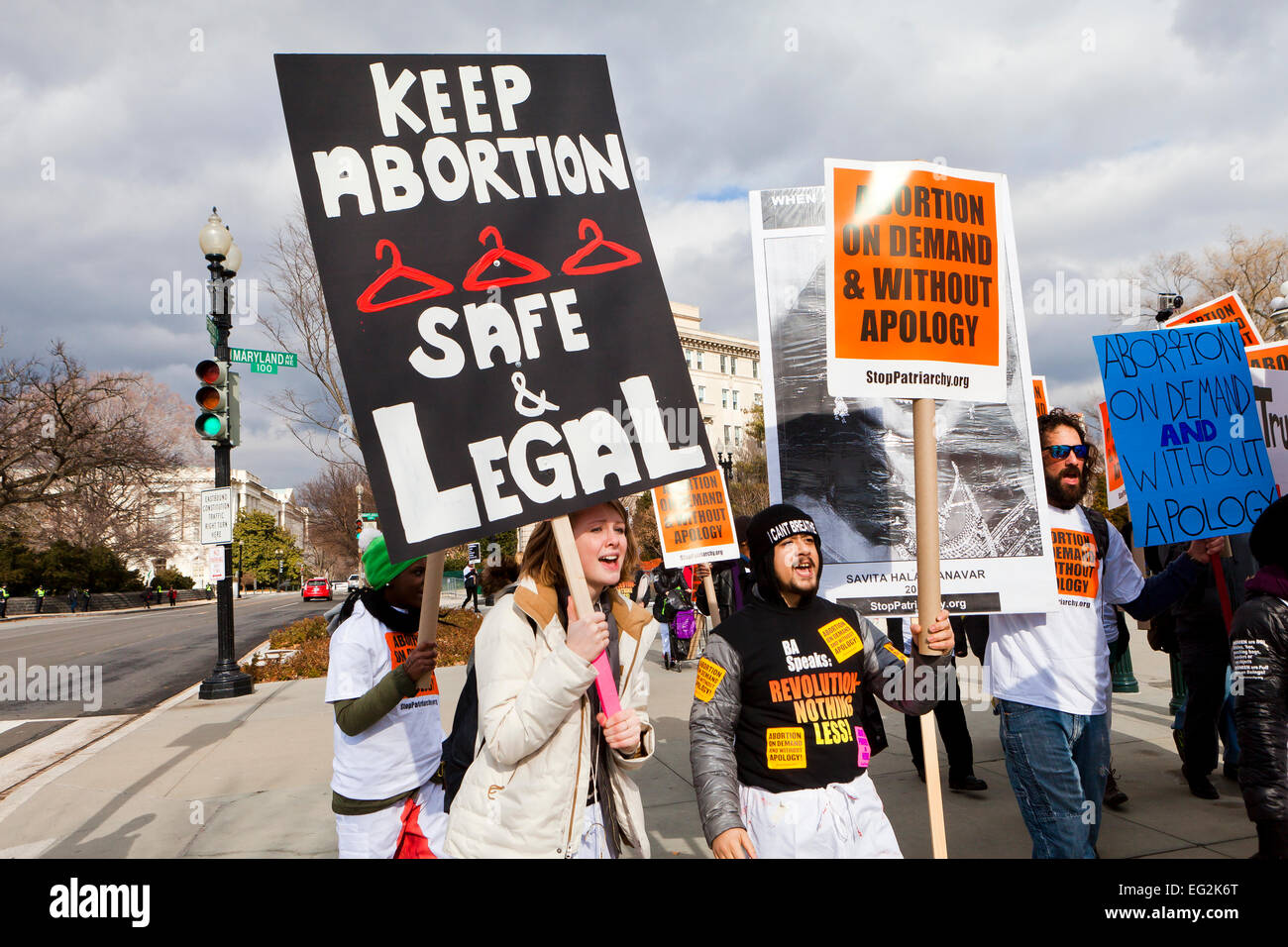 Pro-Choice activists protesting in front of the US Supreme Court - January 22, 2015, Washington, DC USA Stock Photo