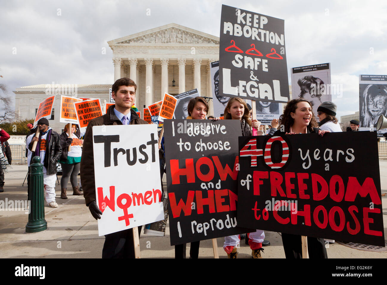 Pro-Choice activists protesting in front of the US Supreme Court - January 22, 2015, Washington, DC USA Stock Photo