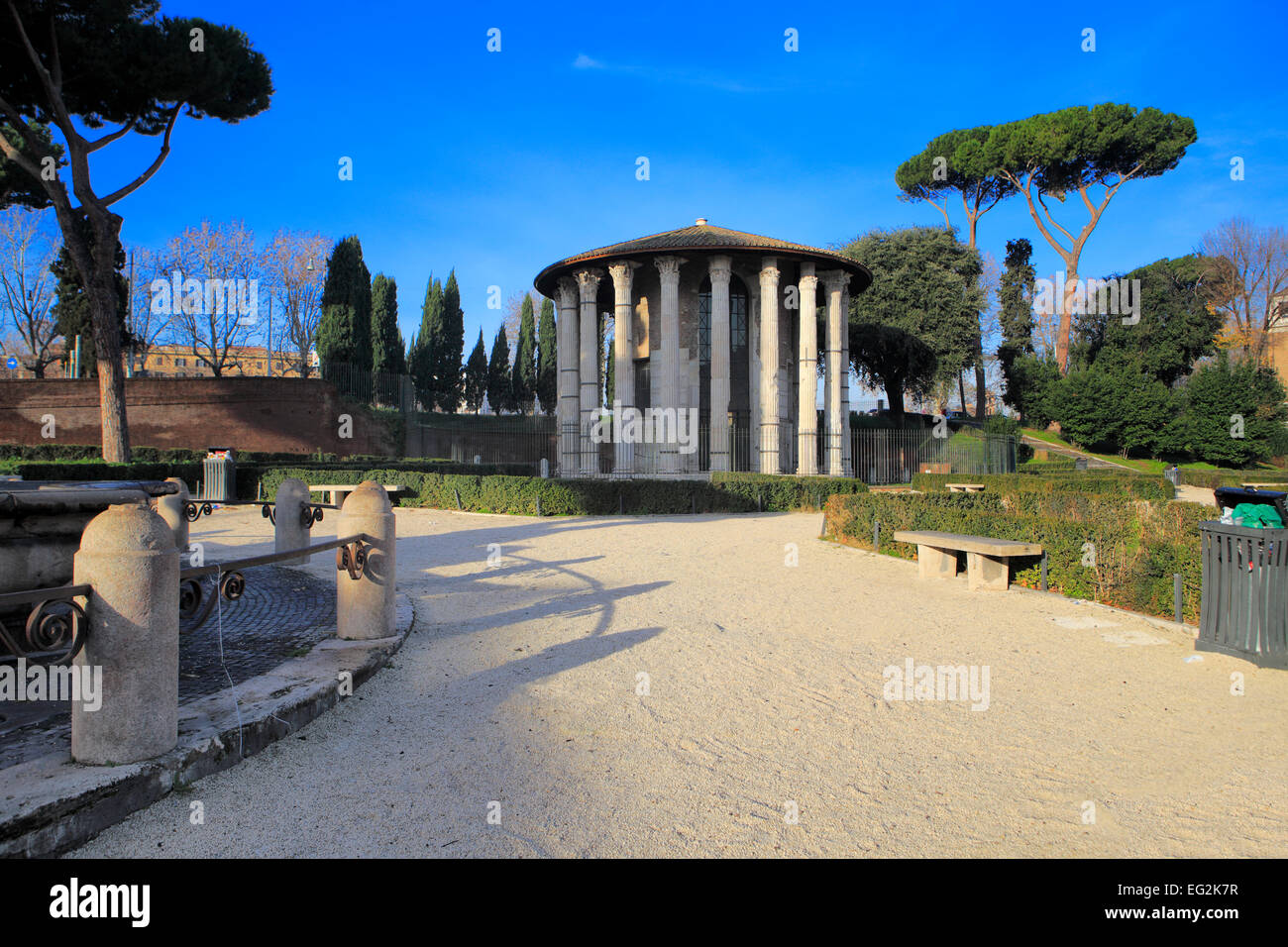 Temple of Hercules Victor (120 BC), Forum Boarium, Rome, Italy Stock Photo