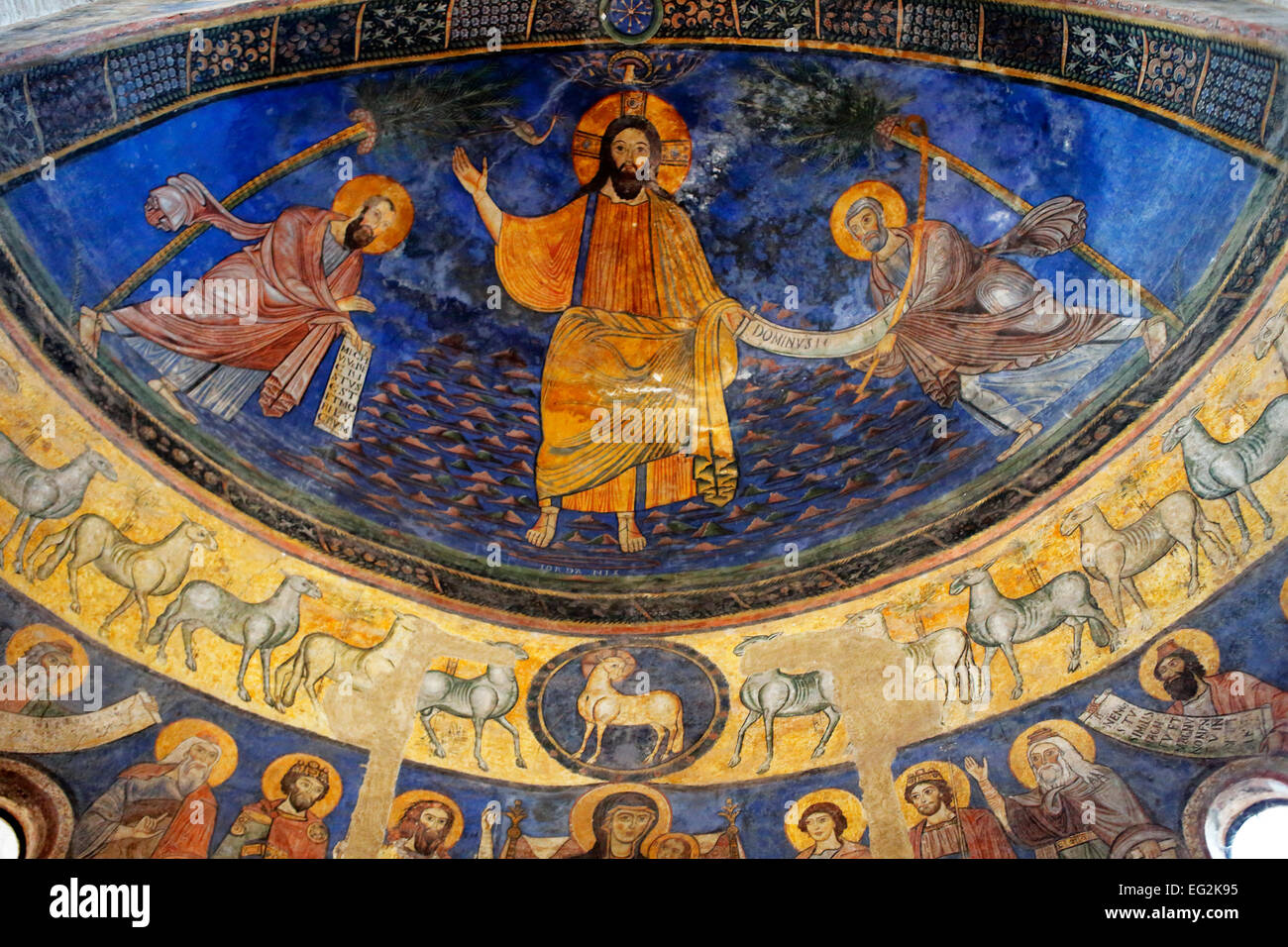 Fresco (12th century), San Silvestro Church, Tivoli, Lazio, Italy Stock Photo