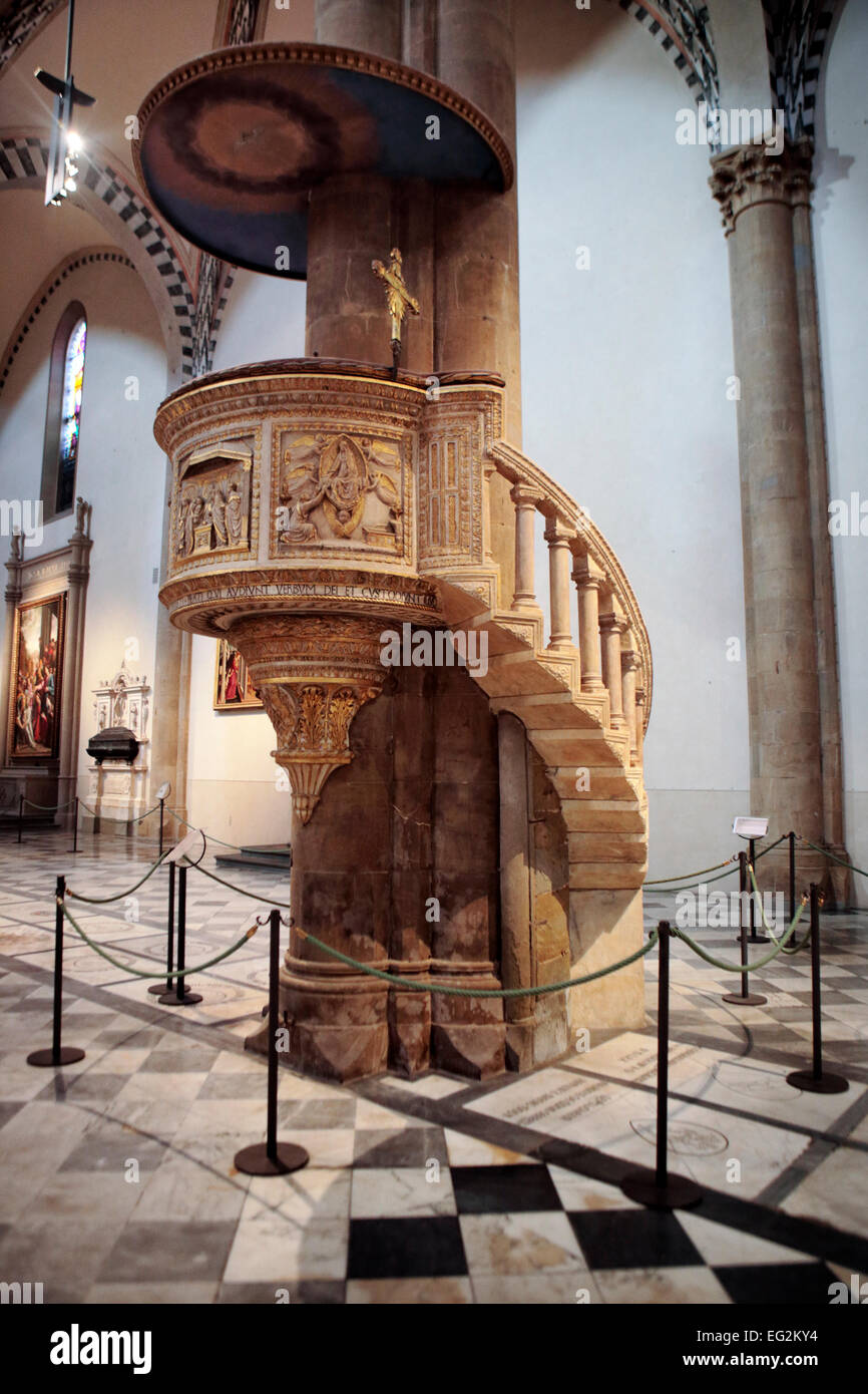 Pulpit, Santa Maria Novella church, Florence, Tuscany, Italy Stock