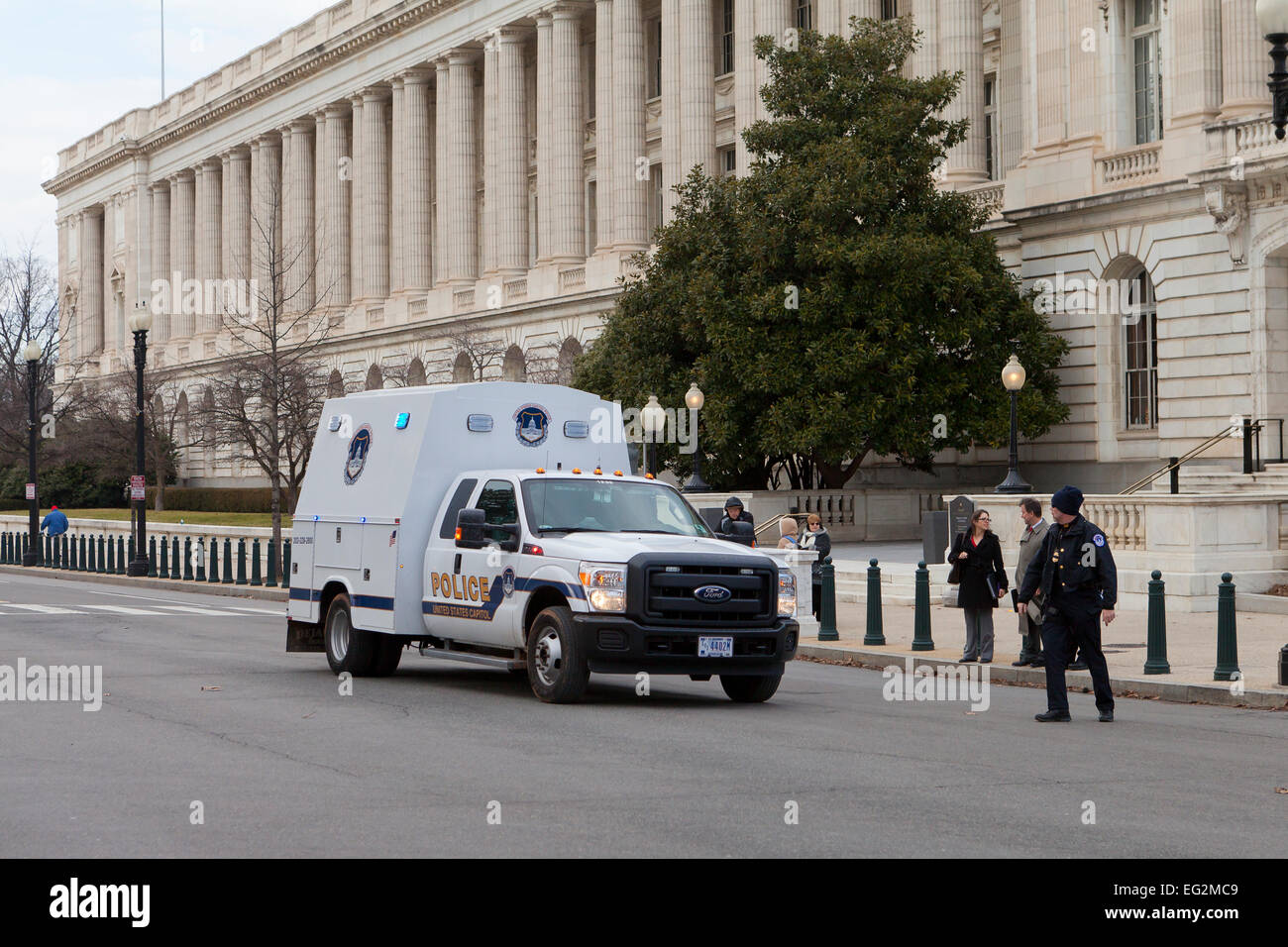 US Capitol Police stopping traffic on Capitol Hill - Washington, DC USA Stock Photo