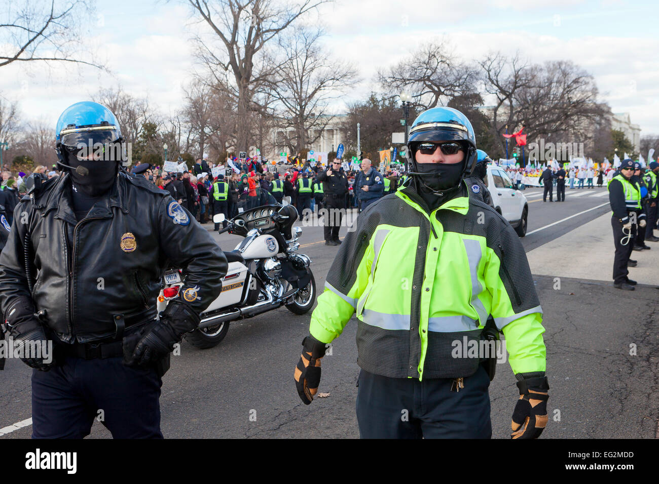Police blockade at a public demonstration - Washington, DC USA Stock Photo