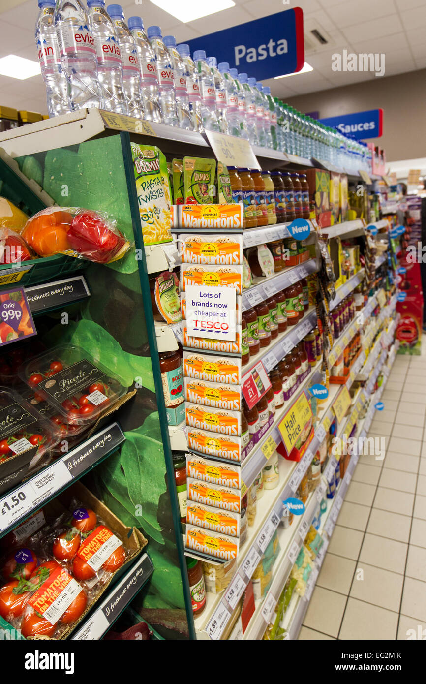 Tesco Express convenience store food shelves Stock Photo Alamy