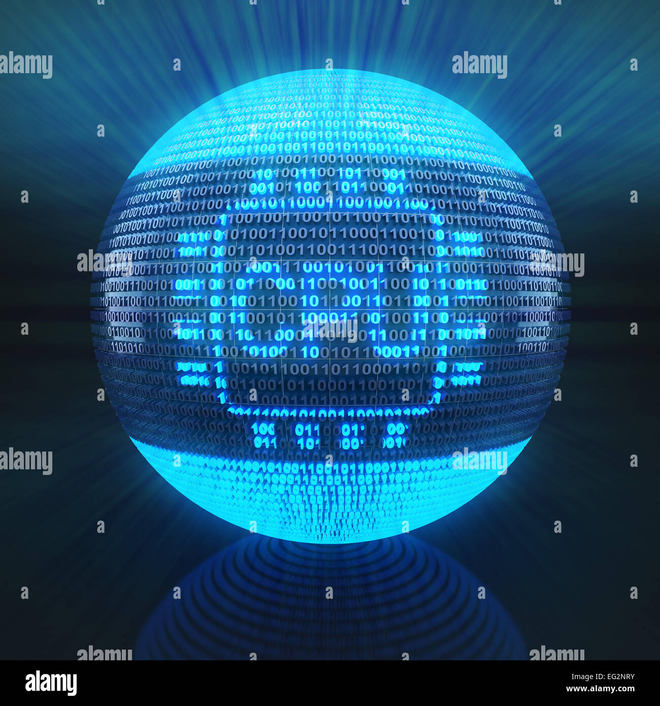CPU symbol on globe formed by binary code Stock Photo