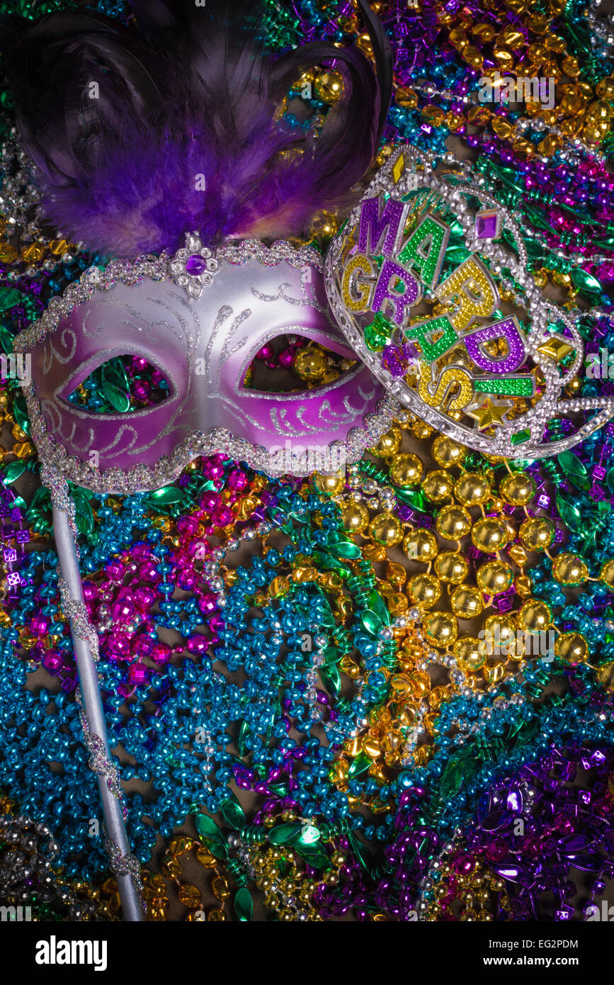 A venetian, mardi gras mask or disguise on a dark background Stock