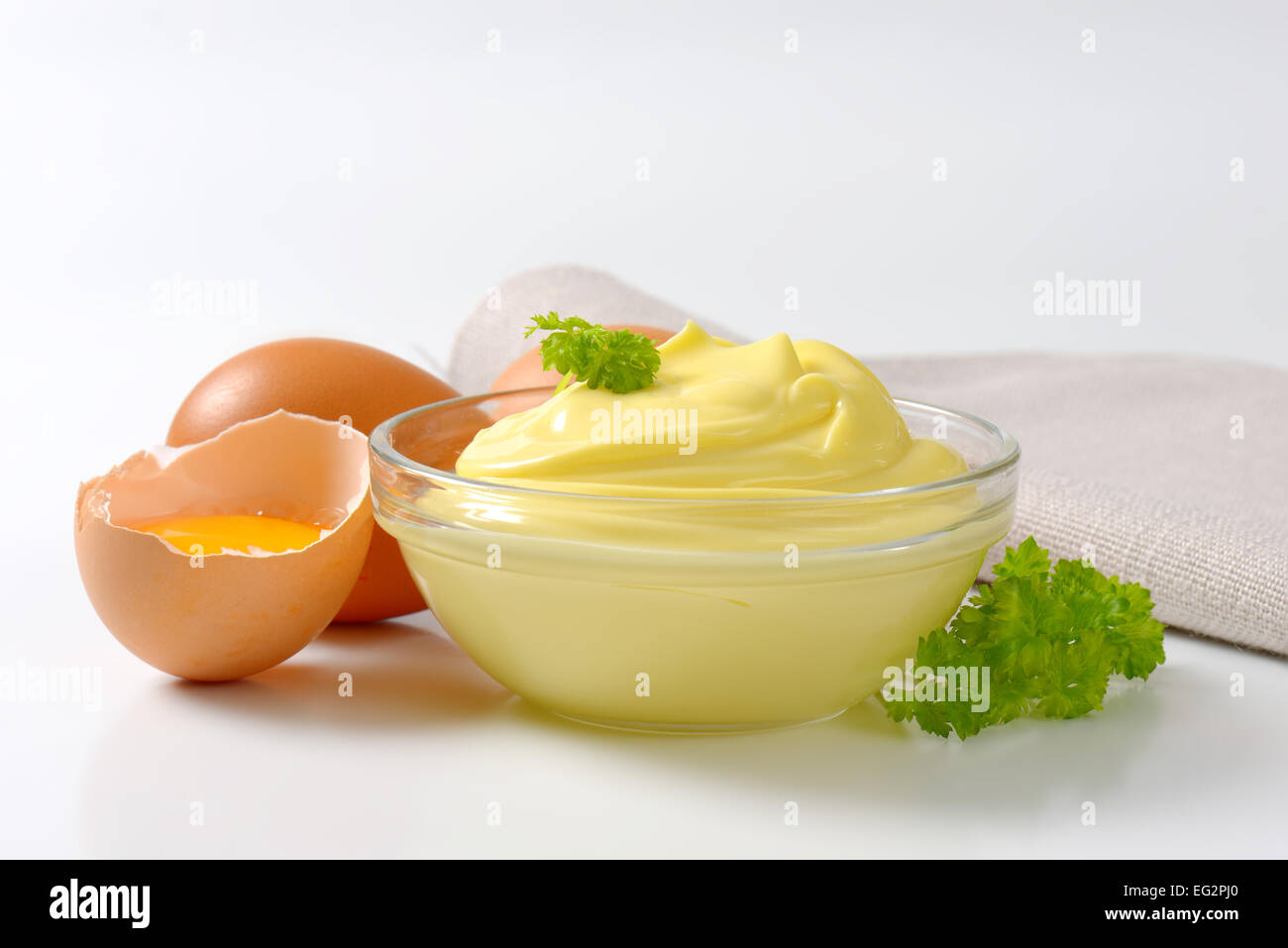 Homemade mayonnaise with broken eggs Stock Photo Alamy