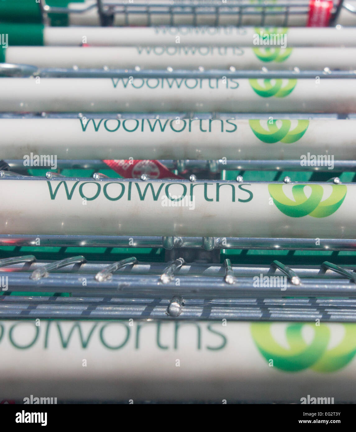 Woolworths supermarket trolleys NSW Australia Stock Photo
