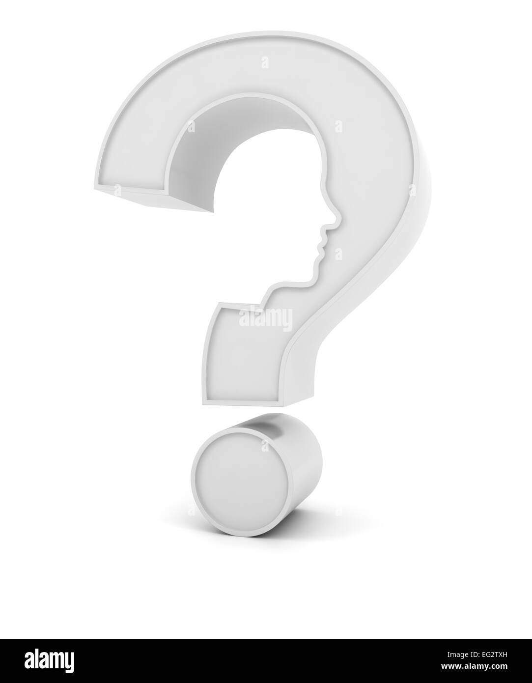 Question mark with human head, 3d render Stock Photo