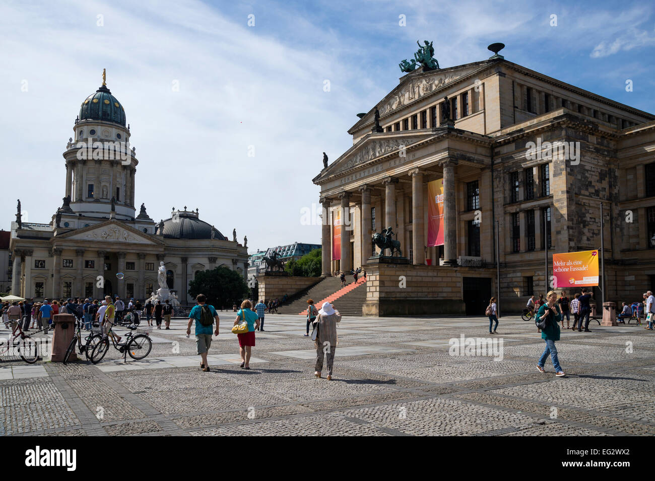 Gendarmenmarkt Square with German Church and  Concert Hall,  Berlin, Capital of Germany, Europe. Stock Photo