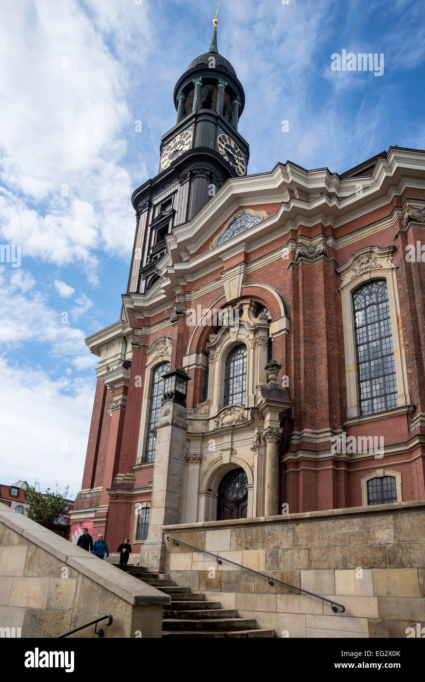 Steps to St. Michael Church, Hamburg, Germany Stock Photo