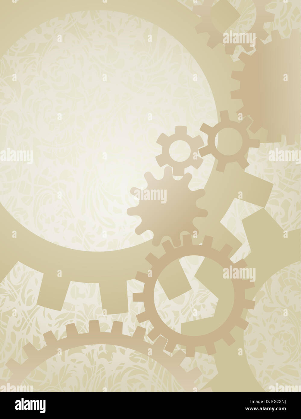 Steampunk Gears Background on Parchment Stock Photo