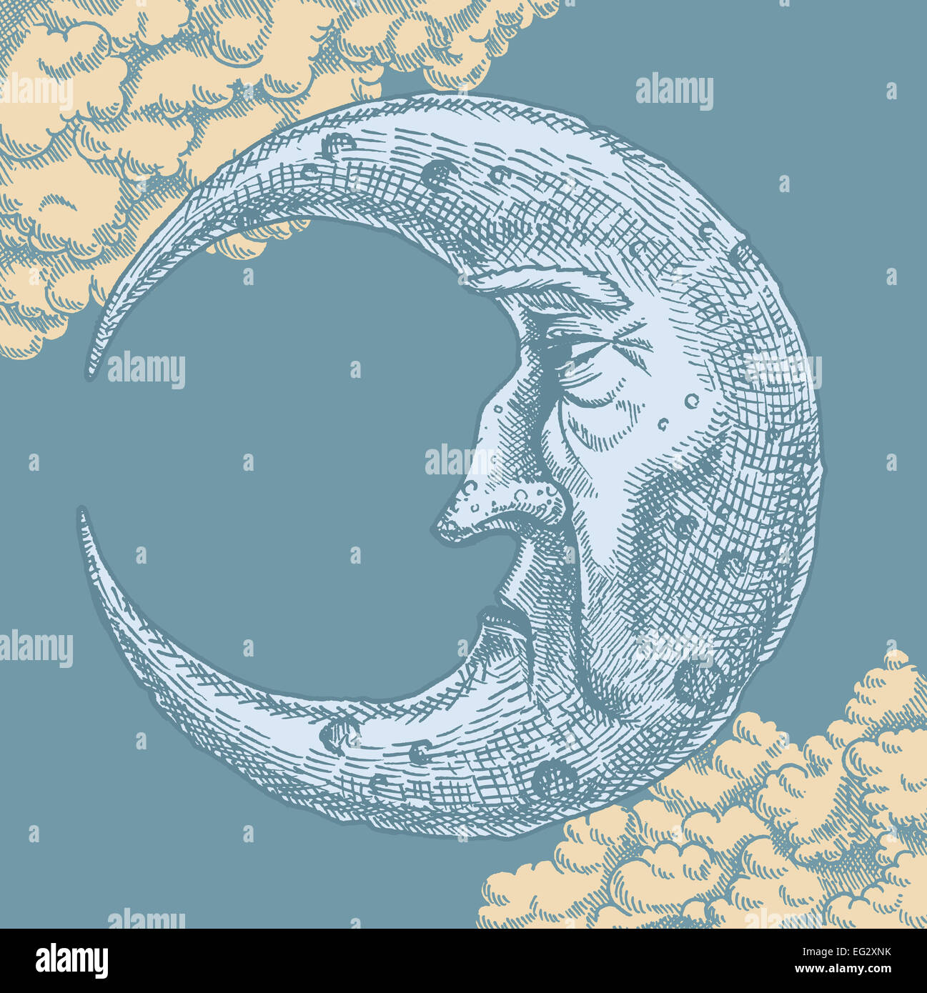 Realistic Crescent Moon Drawing