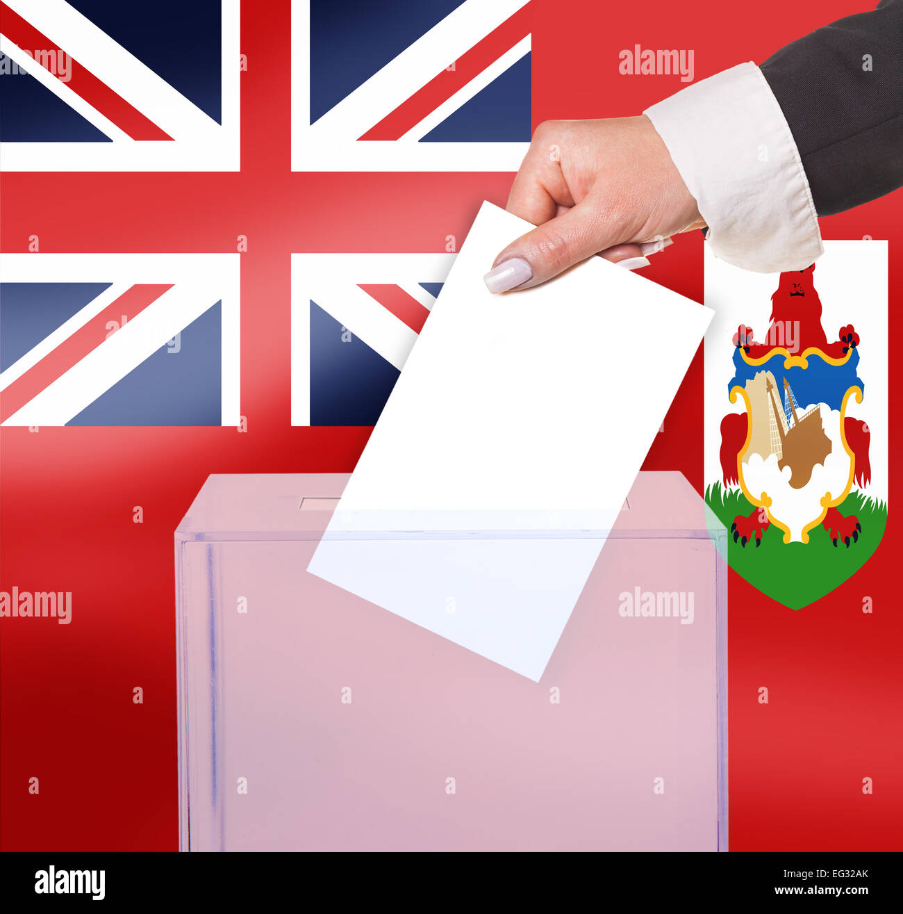 electoral vote by ballot, under the Bermuda flag Stock Photo