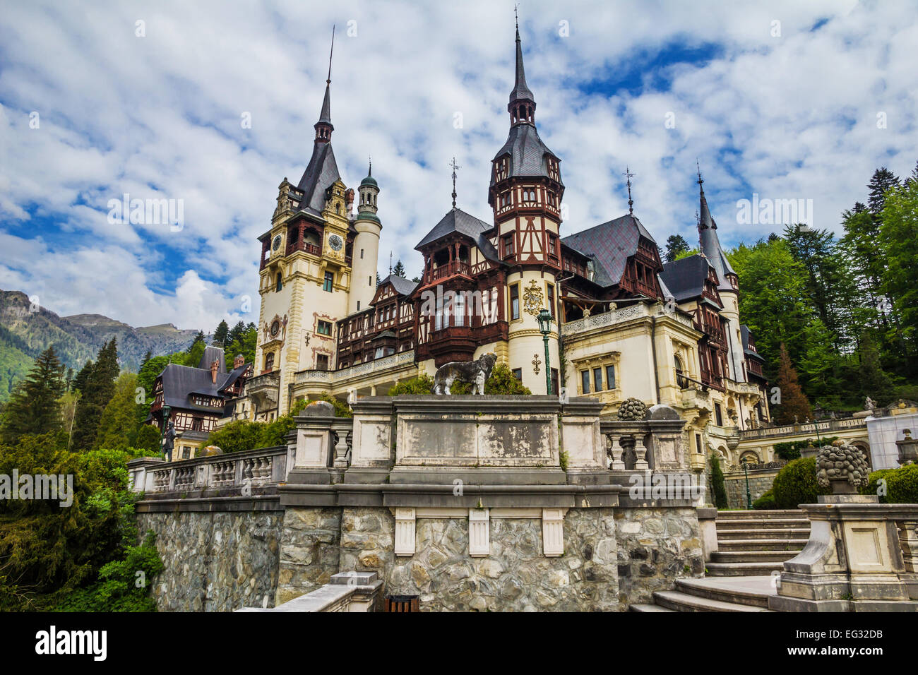 Peles Castle - Sinaia, Romania, Transylvania Stock Photo