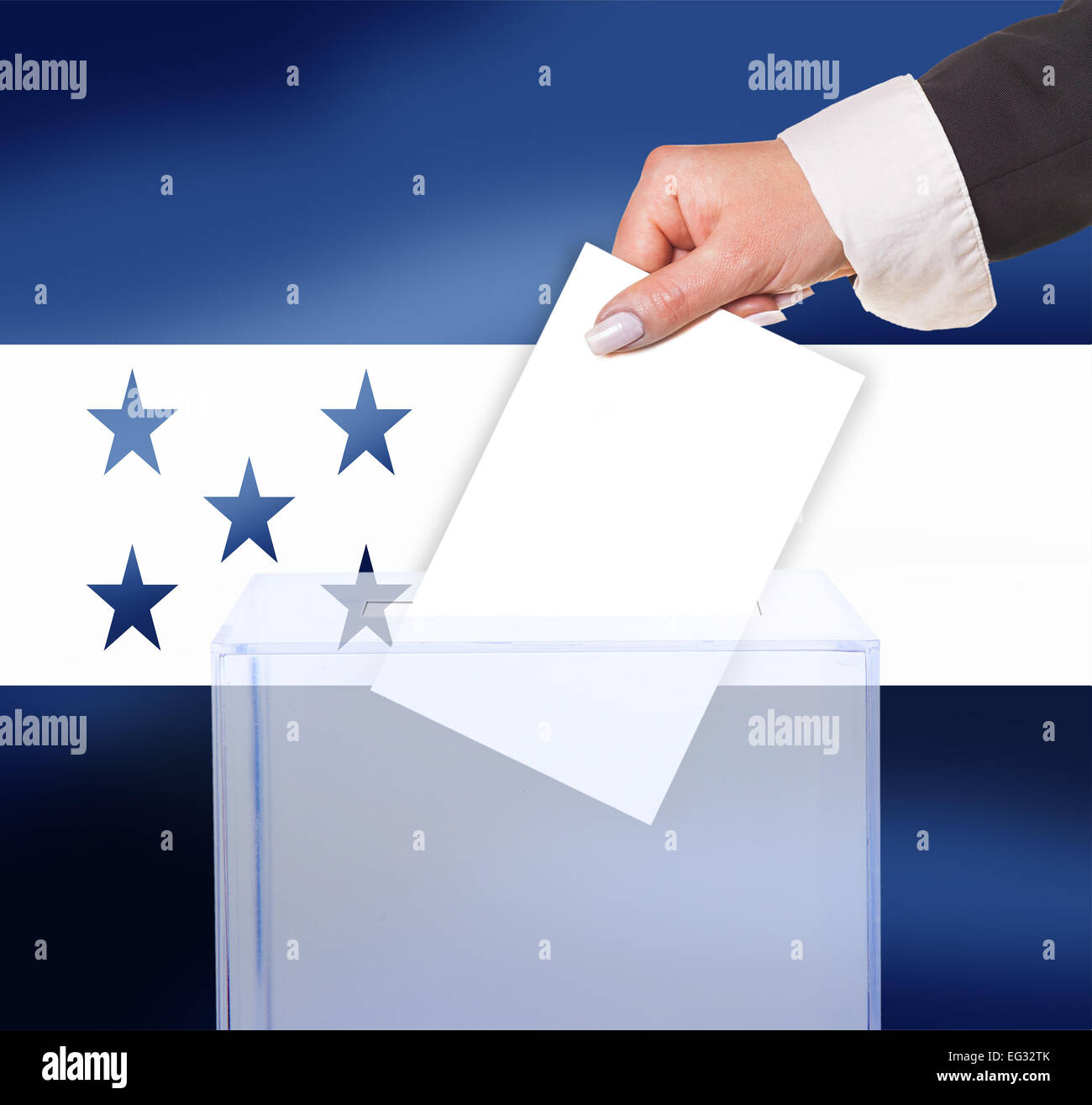 electoral vote by ballot, under the Honduras flag Stock Photo