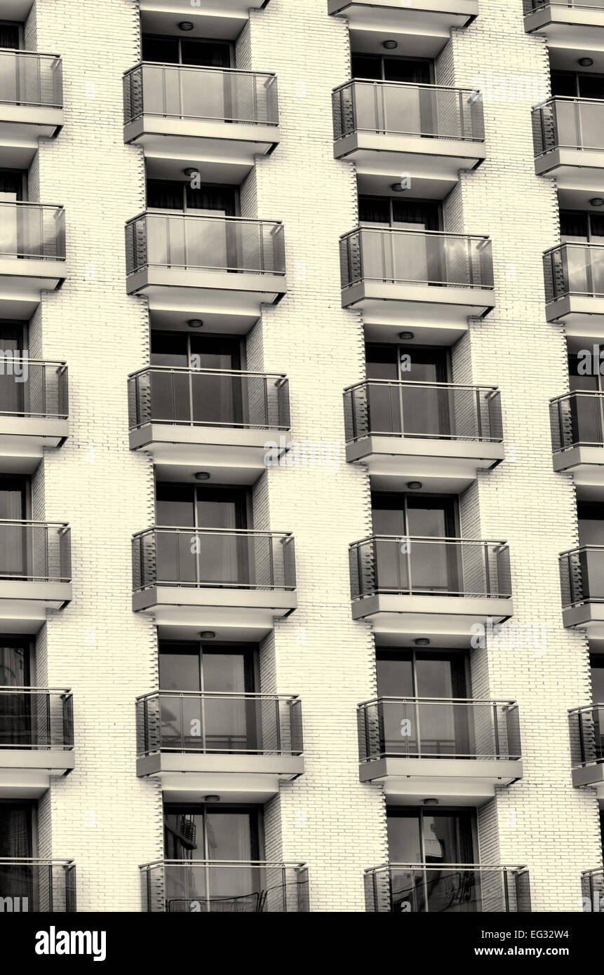 Full frame black and white take of balconies Stock Photo - Alamy