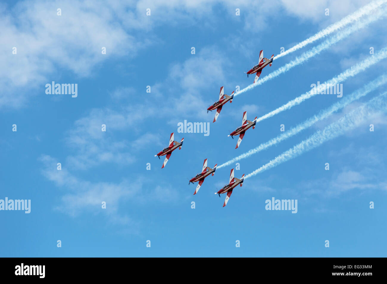 Royal Australian Air Force's Roulettes aerobatic display in Melbourne for Australia Day Stock Photo
