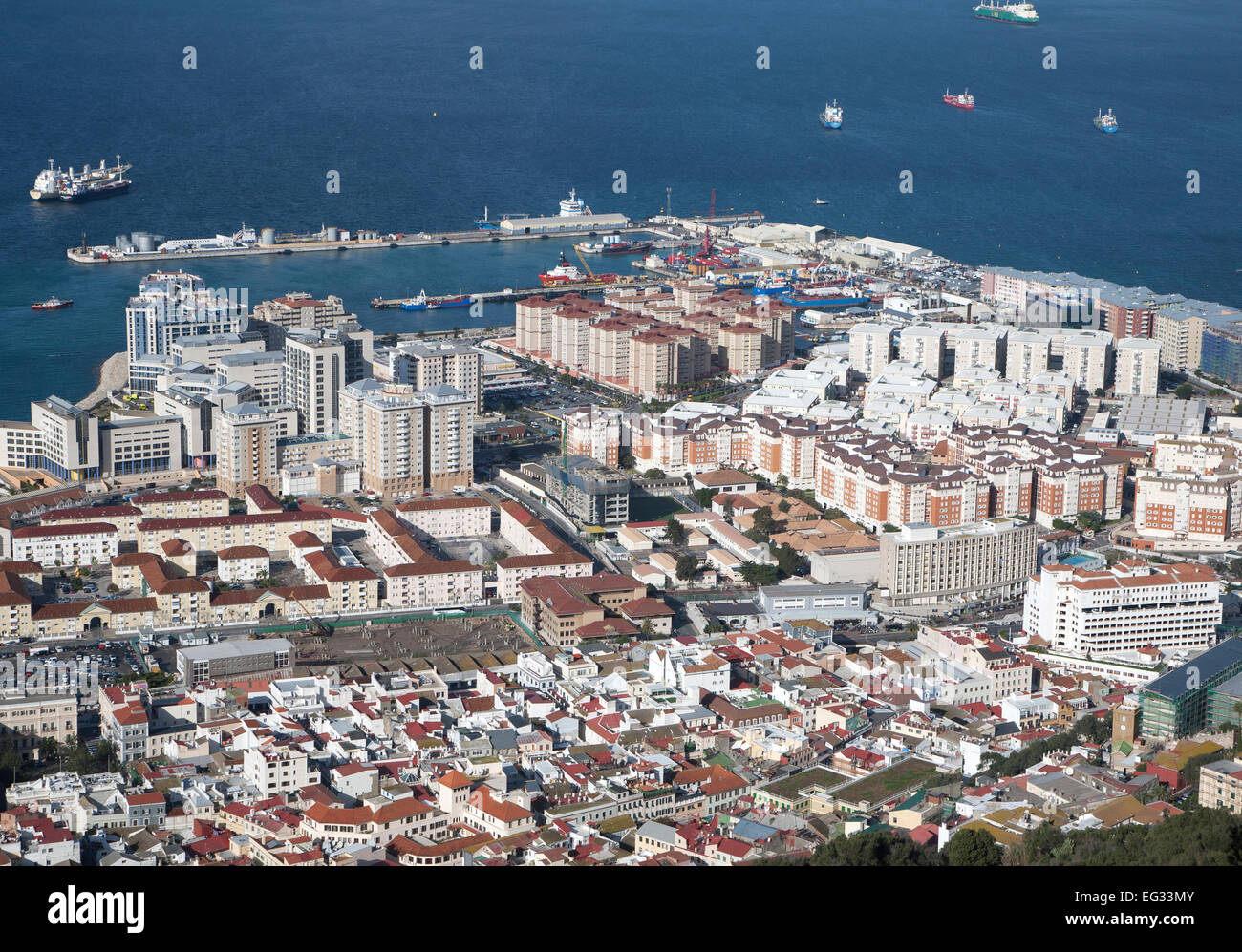 High density modern apartment block housing, Gibraltar, British overseas territory in southern Europe