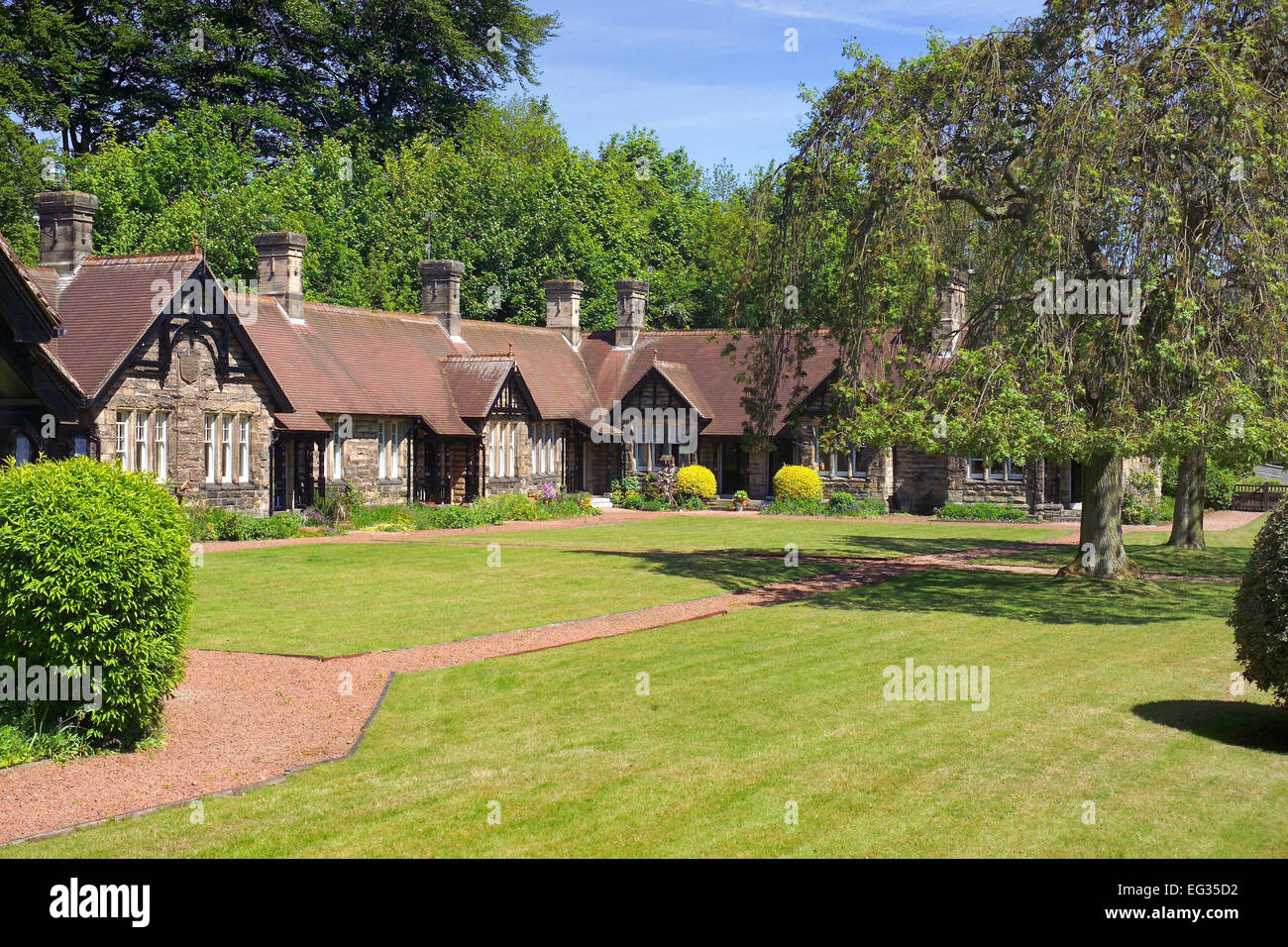 Armstrong Cottages, almshouses in Rothbury, Northumberland Stock Photo Alamy