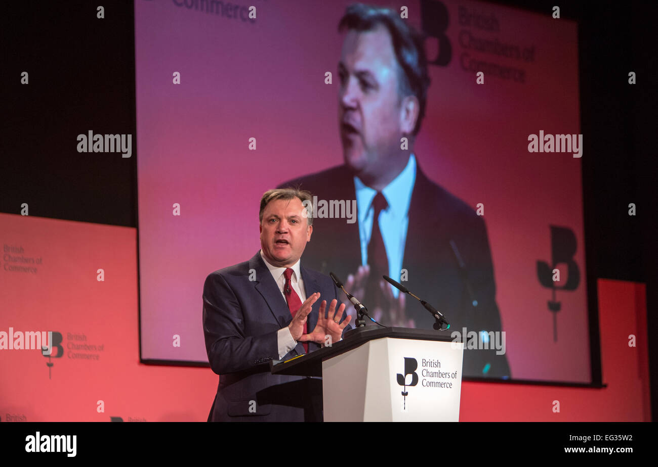 Ed Balls,Shadow Chancellor of the exchequer,speaking at the British Chambers of commerce conference in London Stock Photo