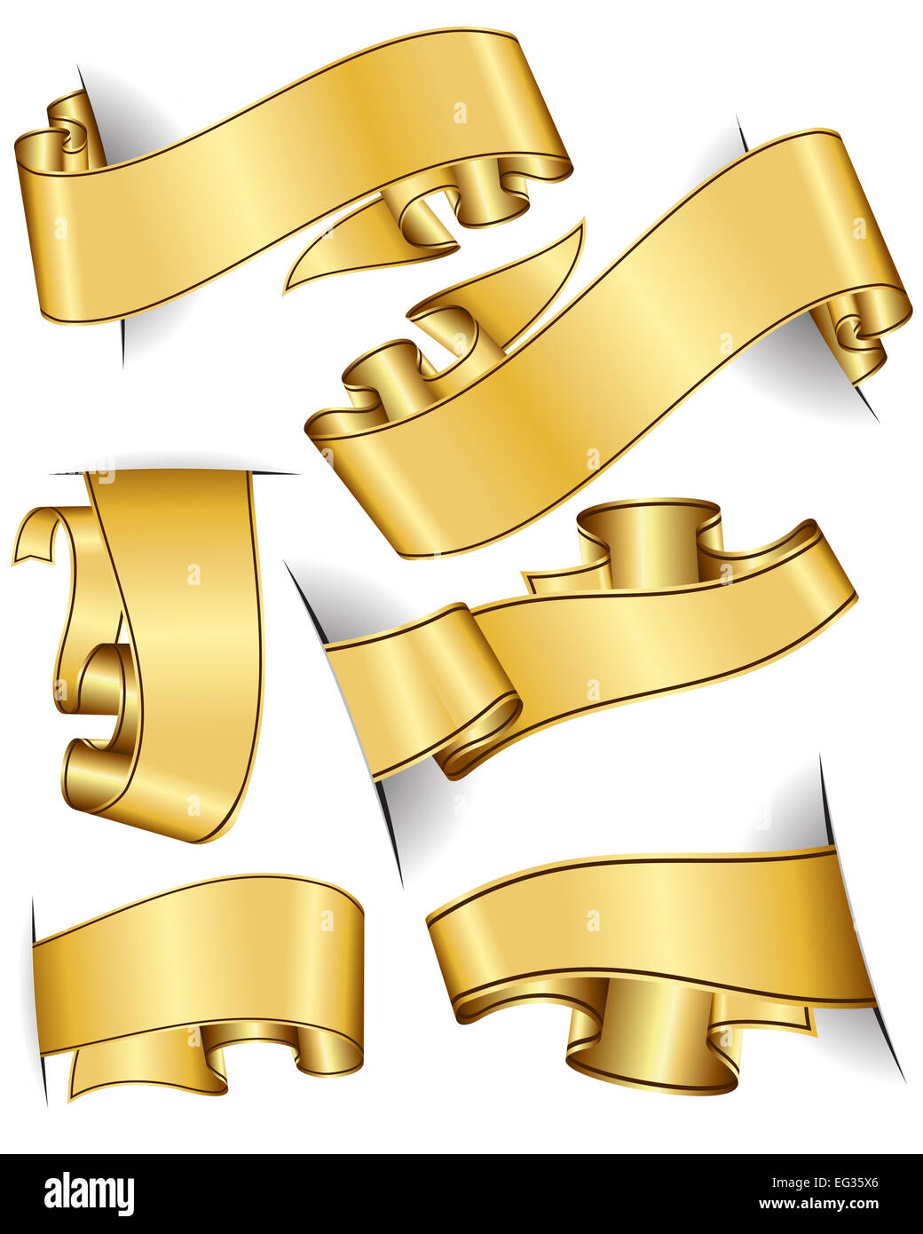 Gold ribbon collection Stock Photo - Alamy