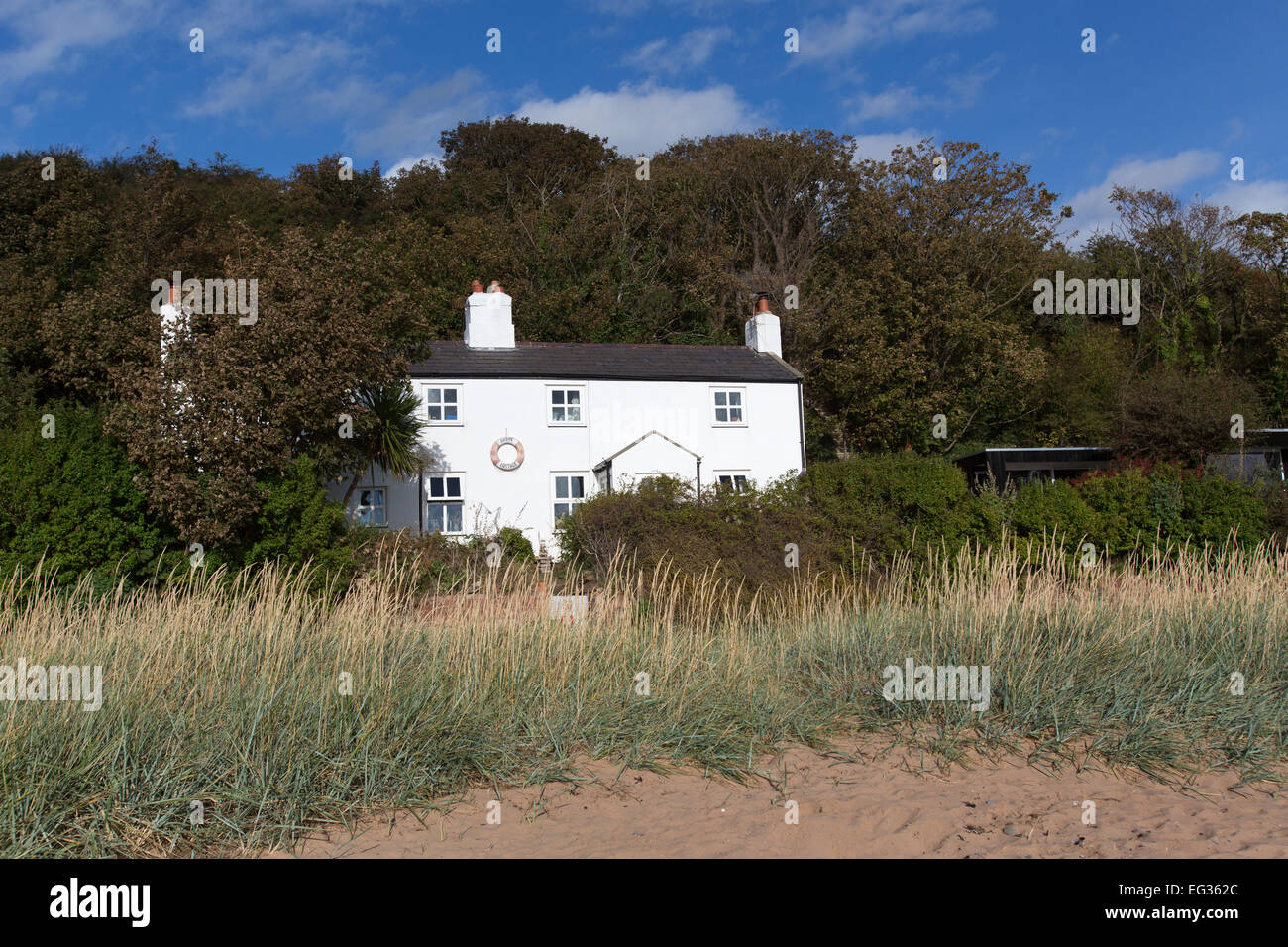 Area of Thurstaston, Wirral. Picturesque view of Sally’s Cottage (Shore