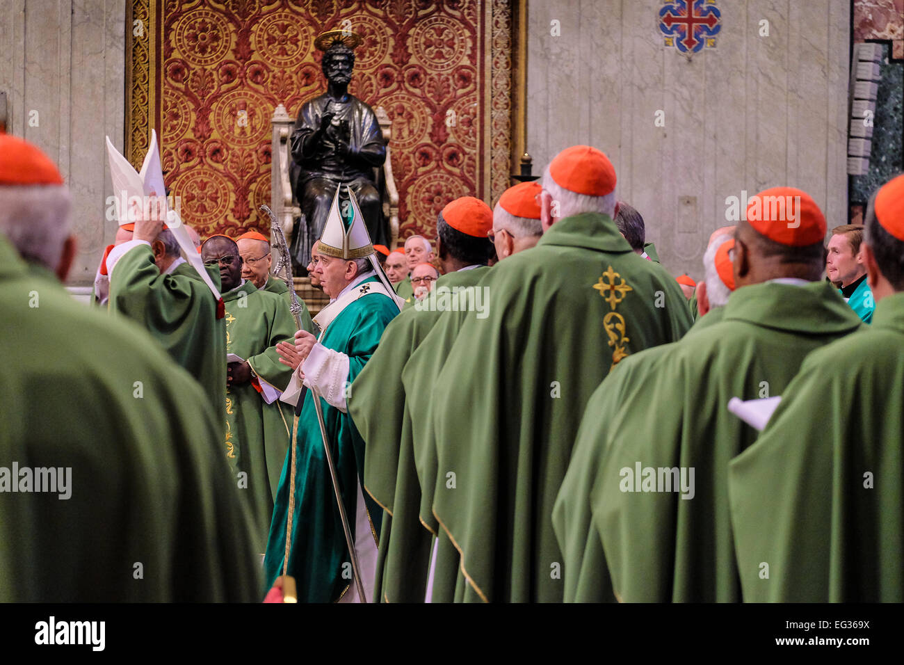 Vatican. 15th Feb, 2015. Pope Francis holds Holy Mass ast St. Peter's ...