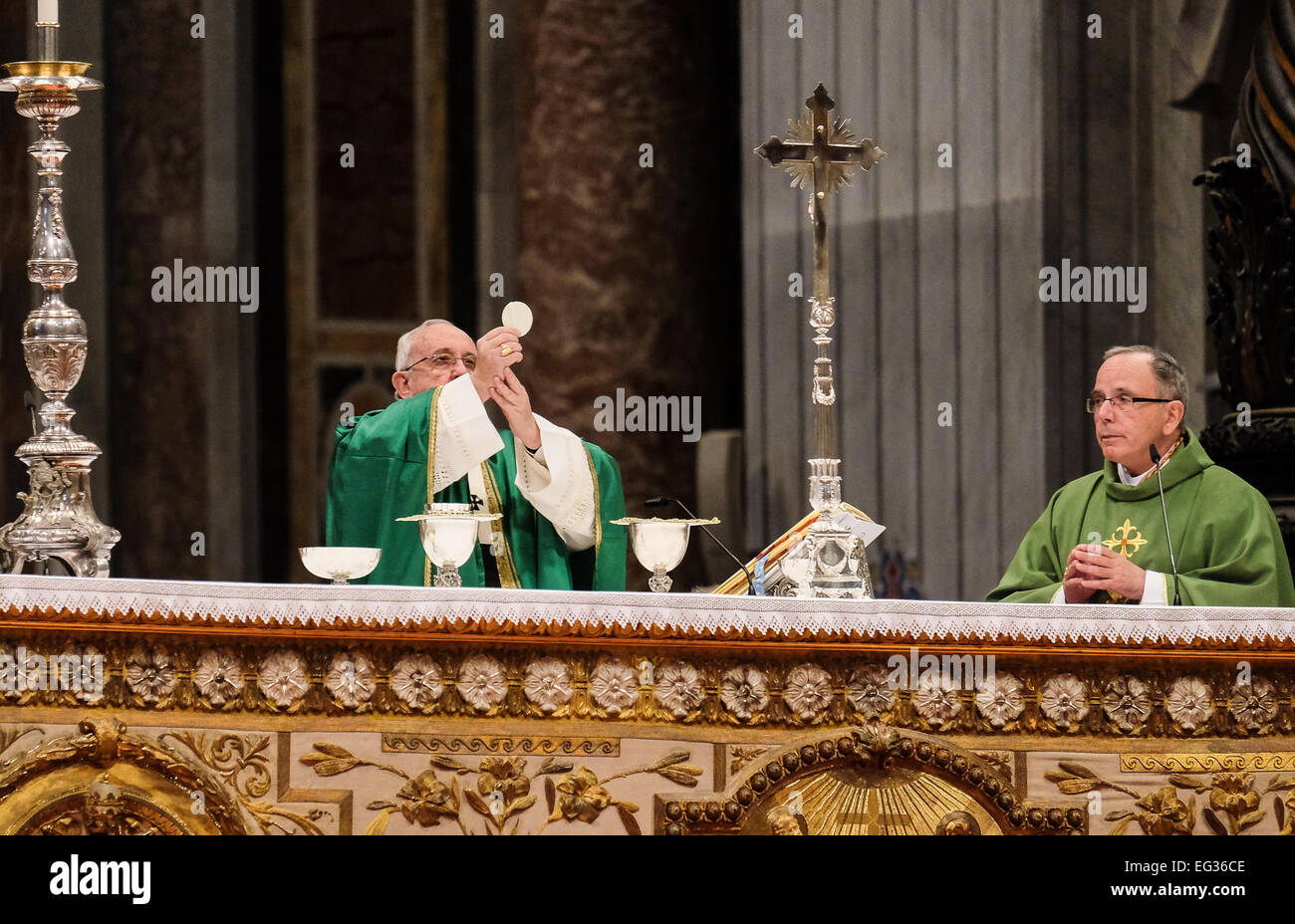Vatican. 15th Feb, 2015. Pope Francis holds Holy Mass ast St. Peter's ...